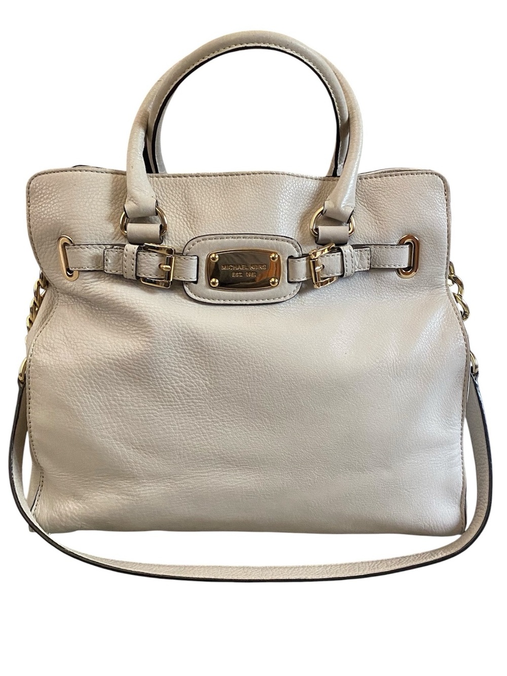 Michael Kors Hamilton Cream Leather Satchel with Gold Hardware(AS IS)